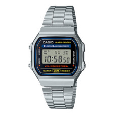 Casio A168WA-1YES Unisex Ψηφιακό Ρολόι με Ηλεκτροφωτιζόμενο Καντράν και Ανοξείδωτο Μπρασελέ